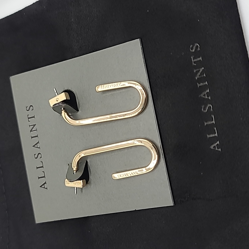 AllSaints Gold Open Carabiner Earrings